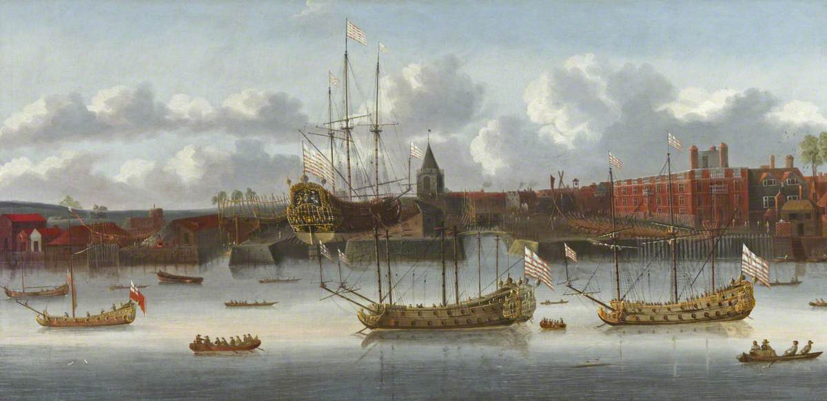East India Company ships at Deptford painting