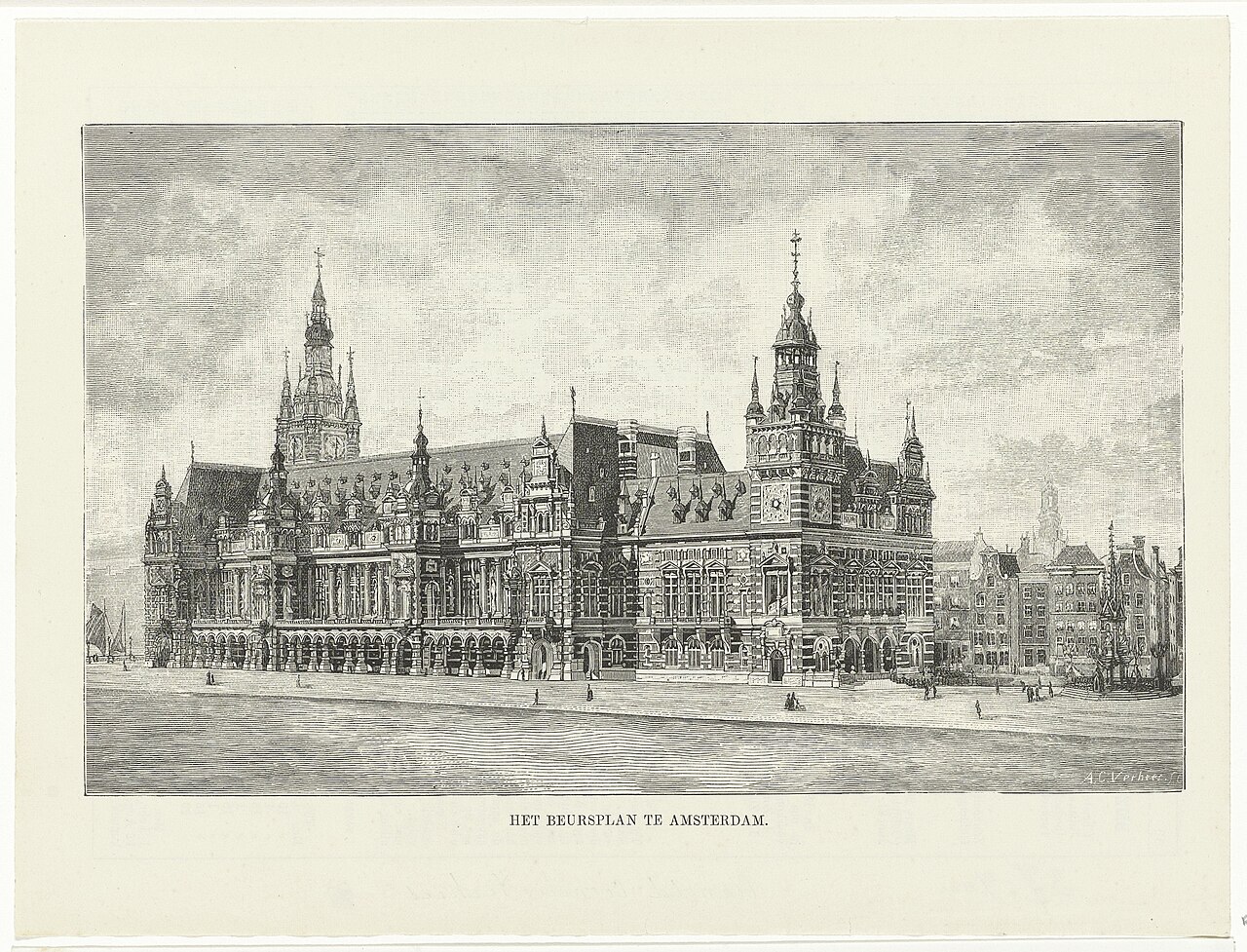 Historical plan of the Amsterdam Beurs, the commercial heart of Dutch finance