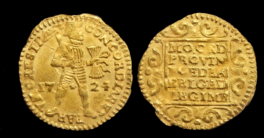 Dutch gold ducat recovered from the VOC shipwreck Akerendam, 1724