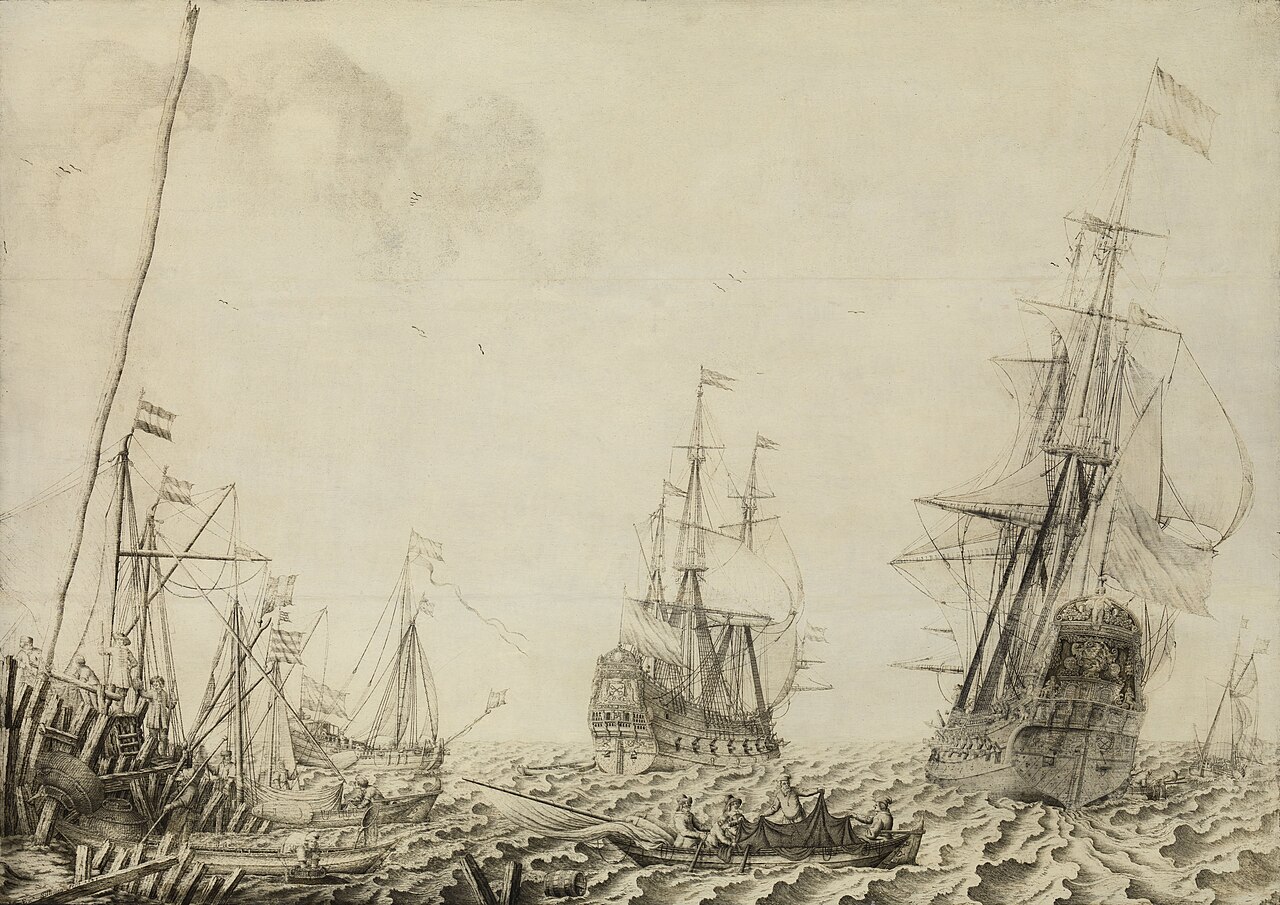 Dutch Golden Age ships at harbor, Rijksmuseum — the VOC trade empire the Wisselbank helped finance