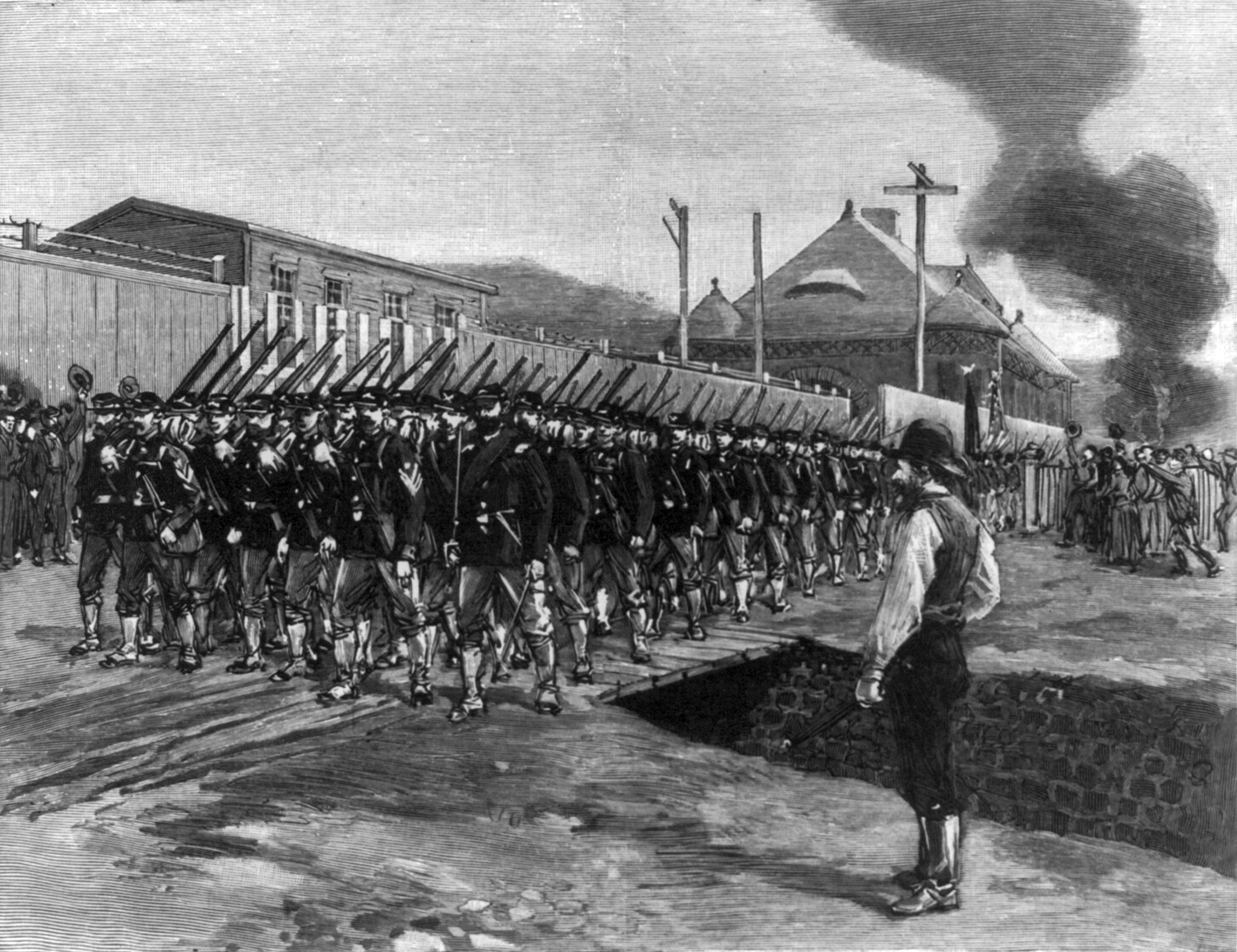 Homestead Strike 1892 National Guard arrives at Carnegie Steel mills
