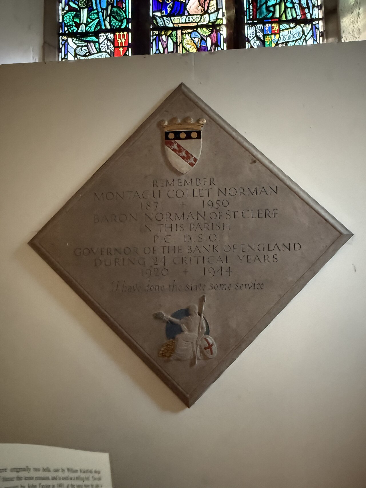 Memorial to Montagu Collet Norman — the man who anchored interwar monetary credibility