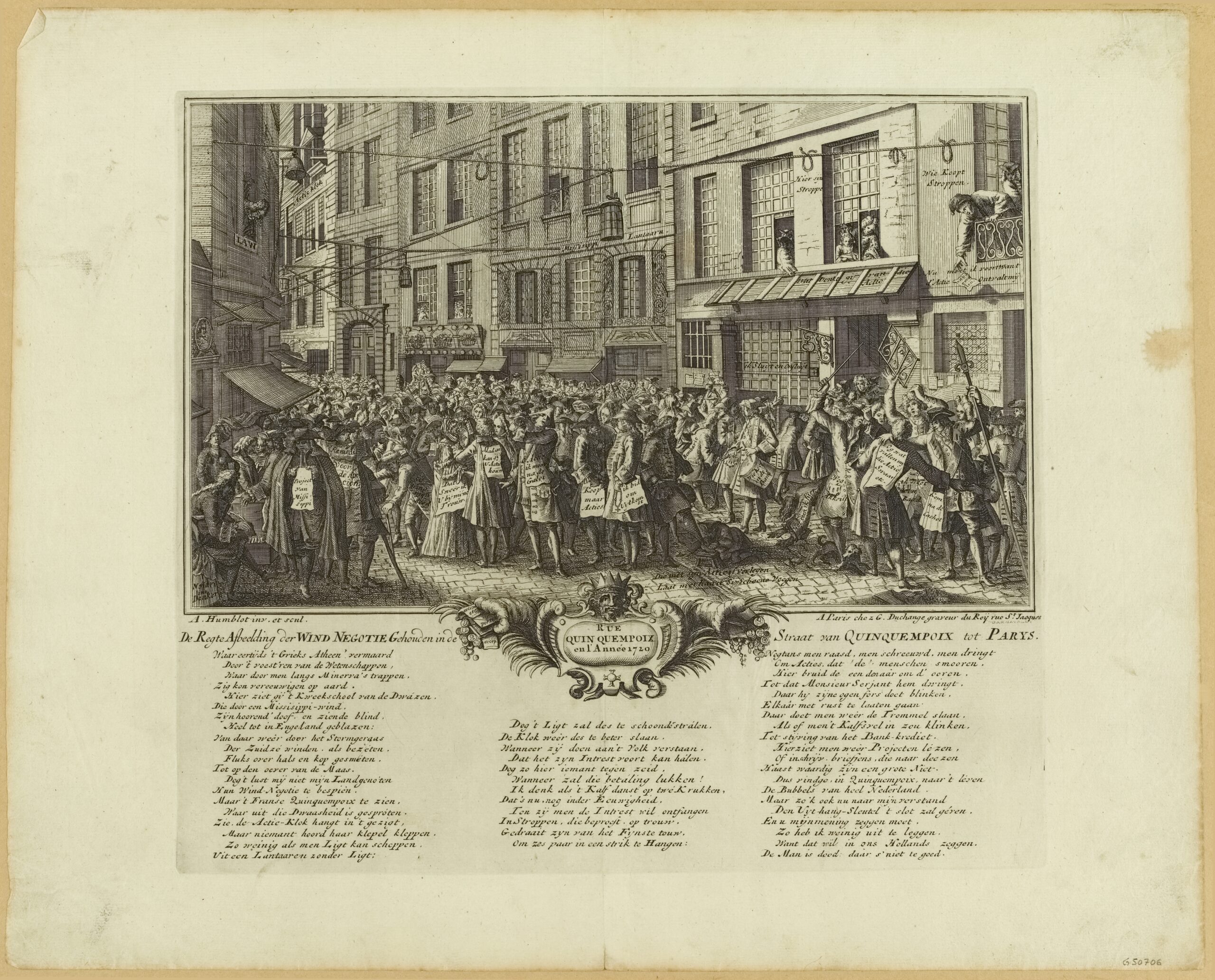 Rue Quinquempoix, Paris, 1720 — crowds speculating during the Mississippi Bubble