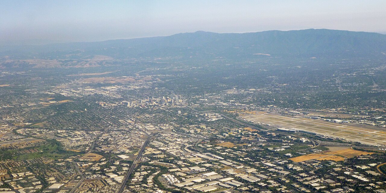 Silicon Valley aerial view tech hub AI companies infrastructure hub