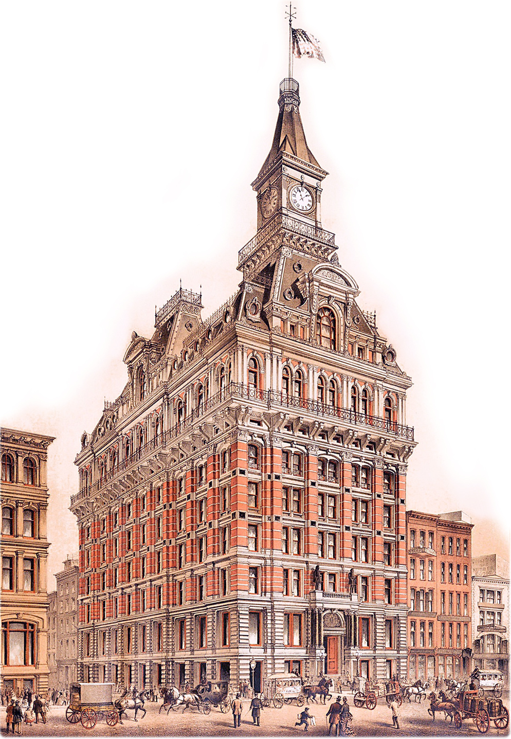 Western Union Telegraph Building lithograph New York historical