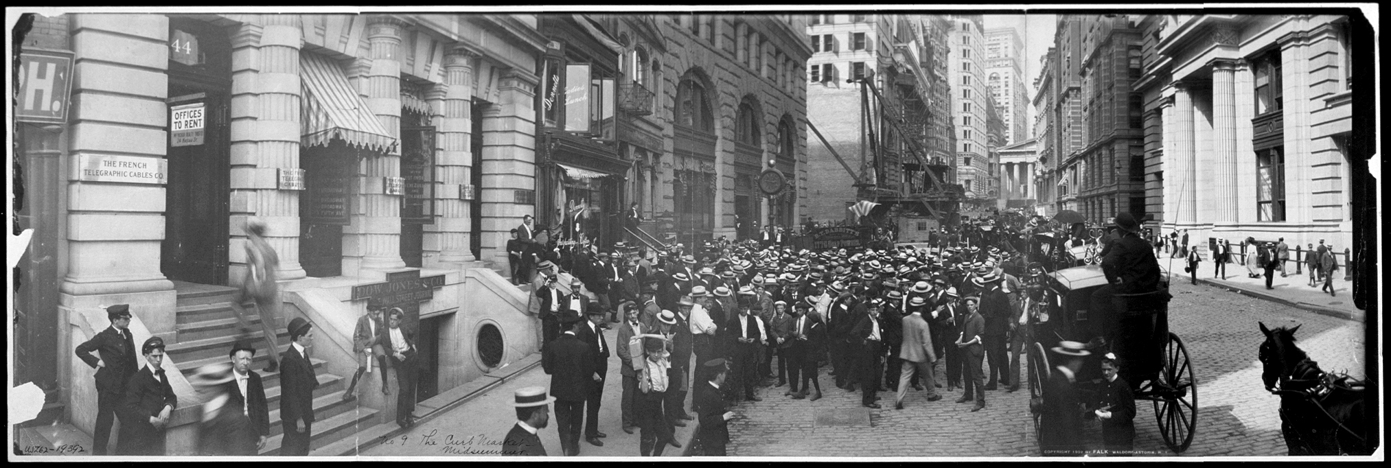 The New York Curb Market on Broad Street, 1902 — financial activity that operated outside the Clearing House system's protection
